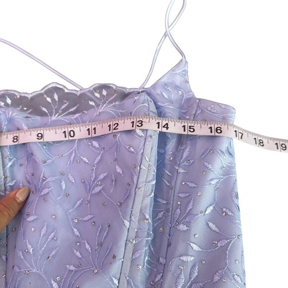 Vintage Lenovia Blue Corset Lace Up Tulle Ball Gown XS Made in USA Formal - Picture 7 of 10